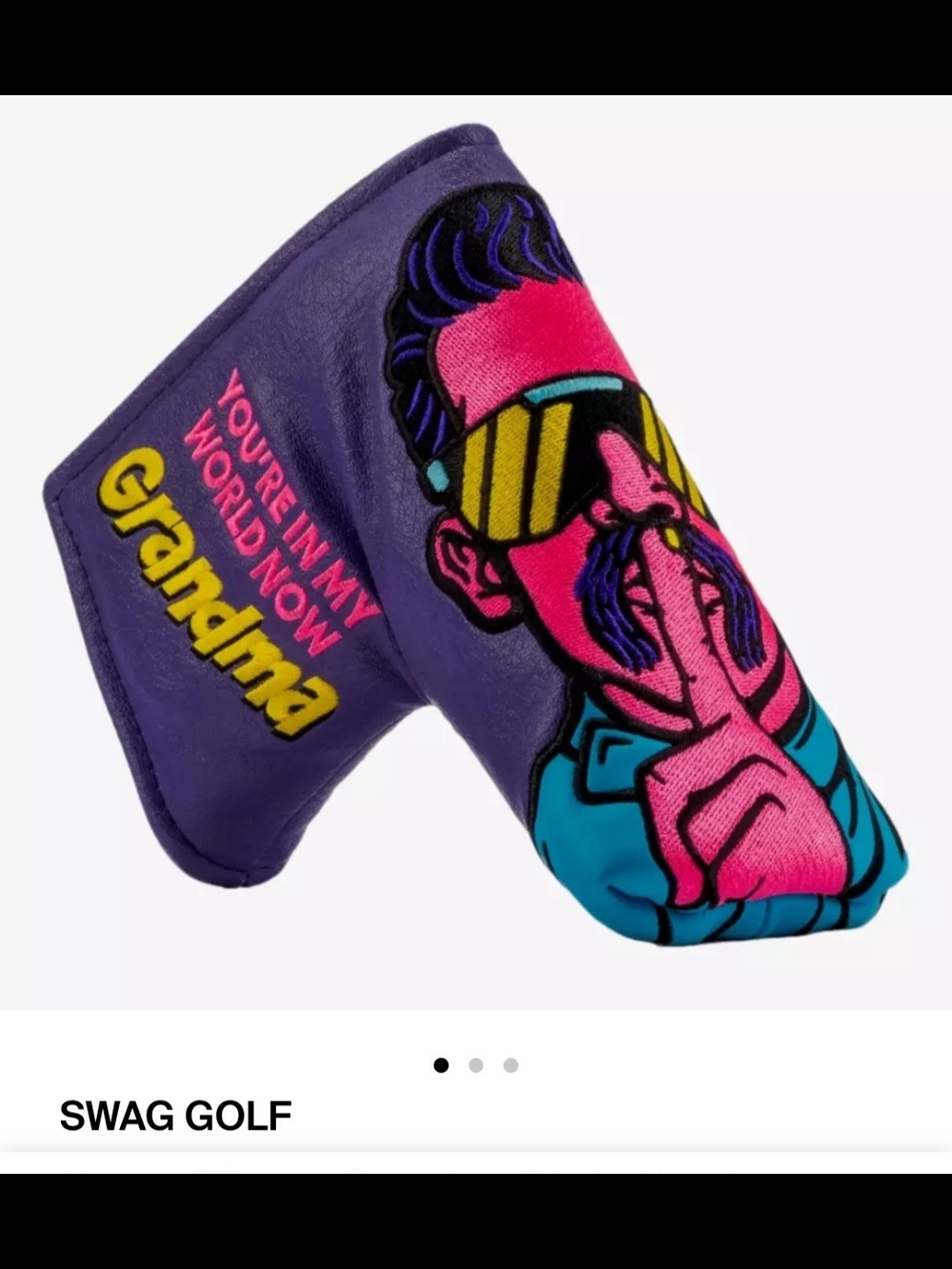 Swag Golf Novelty Putter Cover in Purple with Neon Graphic